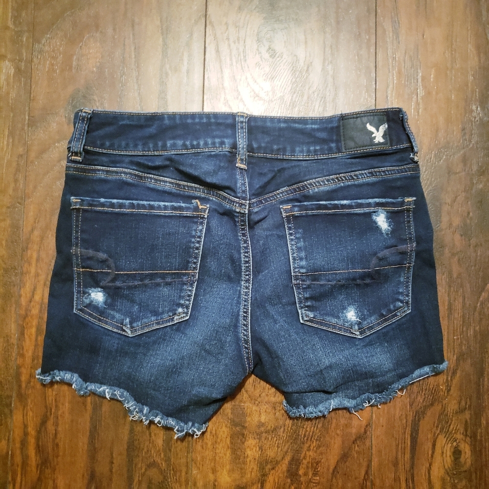 AMERICAN EAGLE Distressed Midi Jean Denim Shorts 8 - Picture 6 of 9